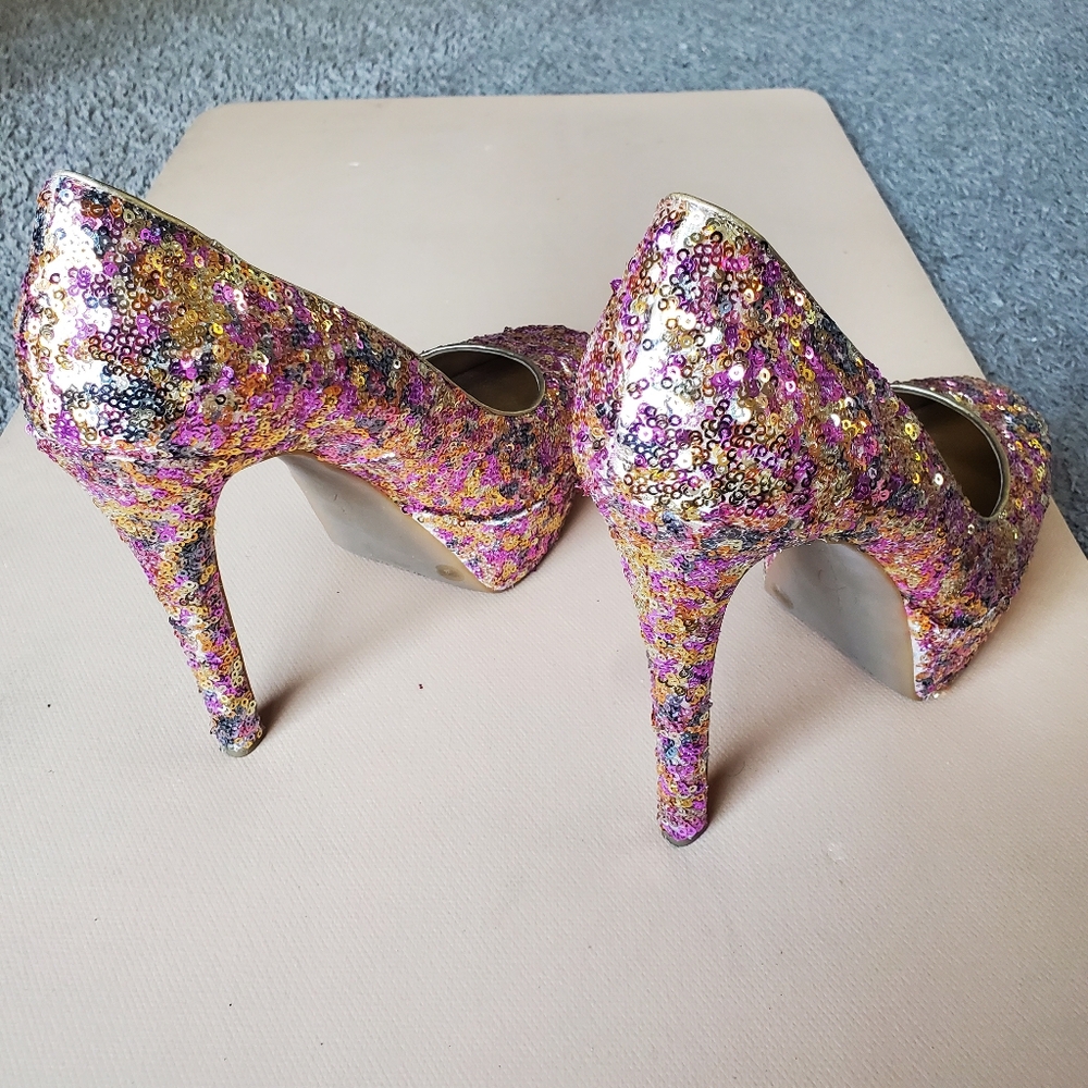 Colorful 6 inches sequin heels